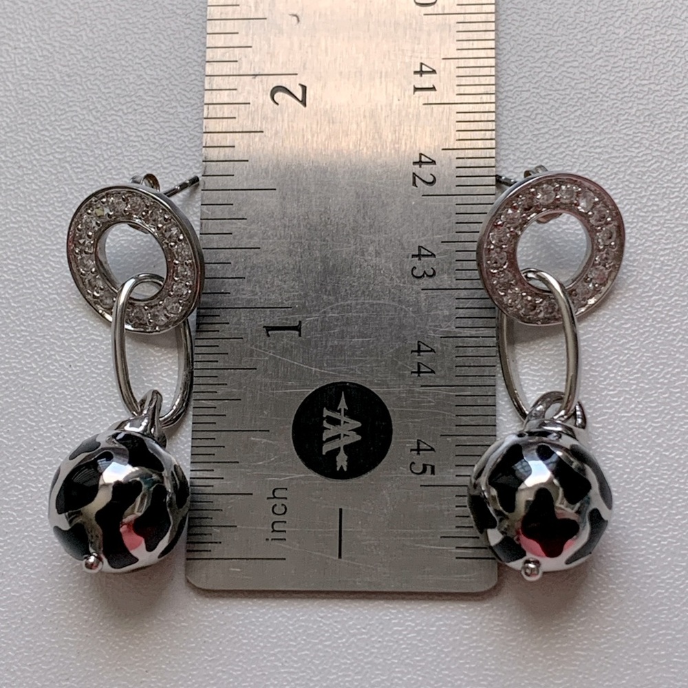 VORENO Sterling Silver and Black Dangle Earrings w/ Cubic Zirconia 925 Stamped - Picture 8 of 8